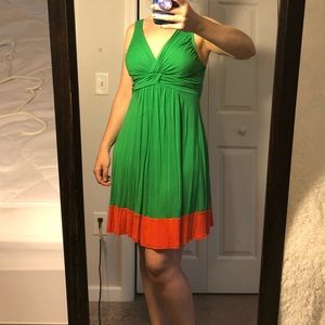 Green/orange knit dress